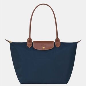 NWT Longchamp Le Pliage Original L Tote Bag Navy Recycled Canvas